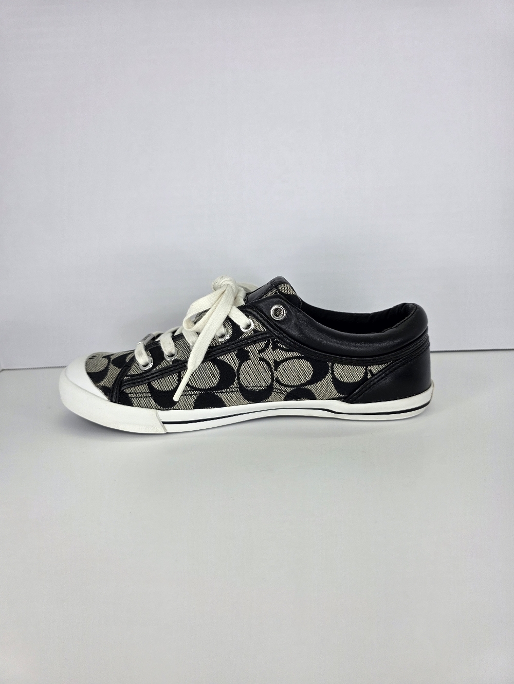 Y2K COACH Women's Francesca C Signature Logo Black Gray Sneakers Size 7.5B - Picture 13 of 16